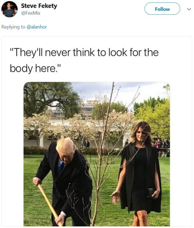 Трамп и Макрон сажают дерево