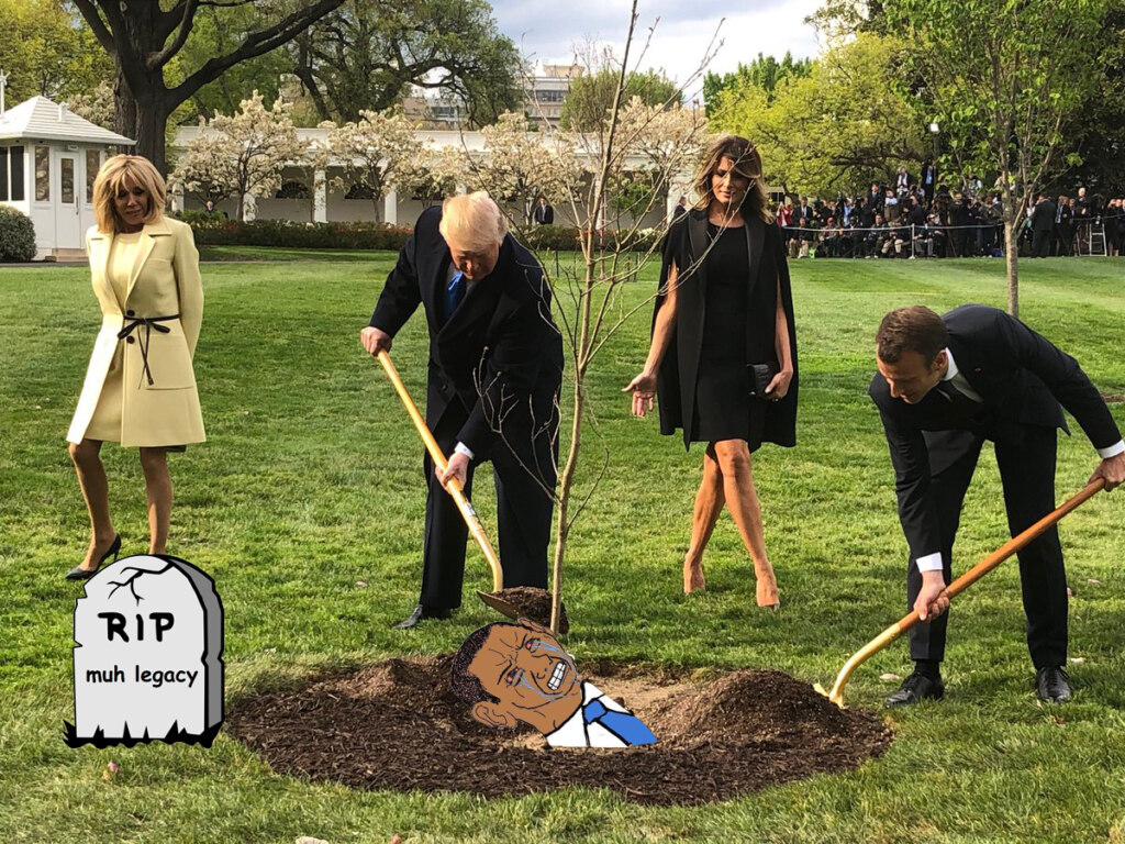Трамп и Макрон сажают дерево
