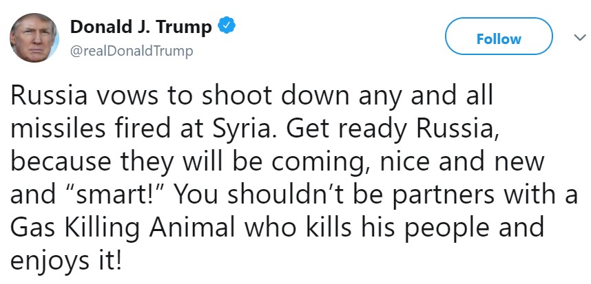твит Трампа о ракетной атаке