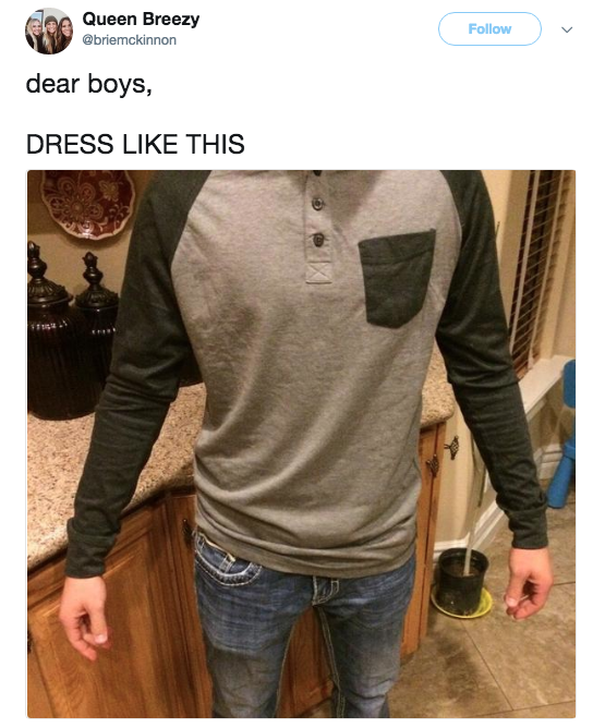 Dear Boys, Dress Like This tweet
