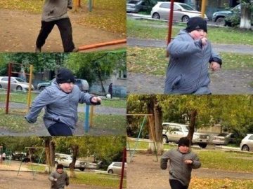 одна дома мем, толстый парень бежит