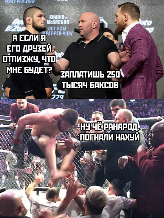 Хабиб перепрыгивает через ограду