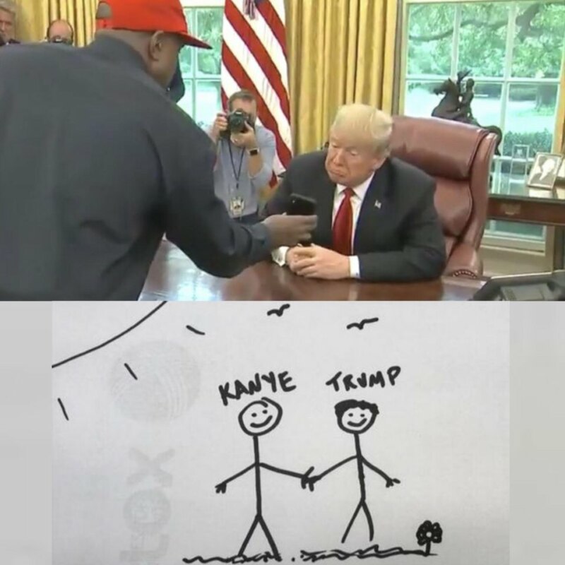 Канье Уэст показывает телефон Трампу Канье Уэст показывает телефон Трампу