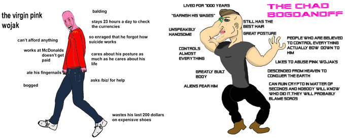 Chad Bogdanoff vs virgin pink wojak