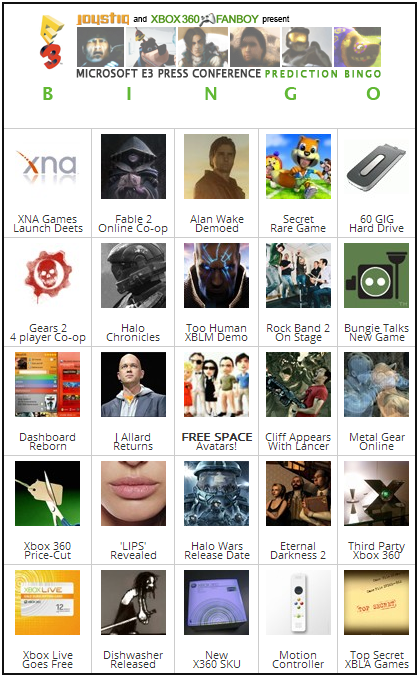 E3 Microsoft Бинго