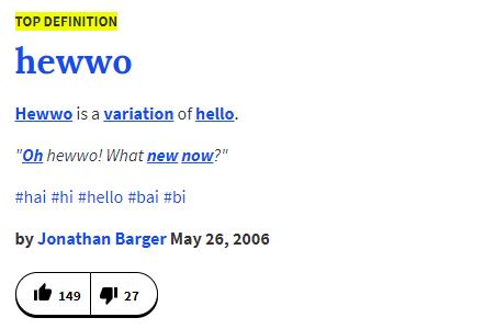 Top definition of hewwo
