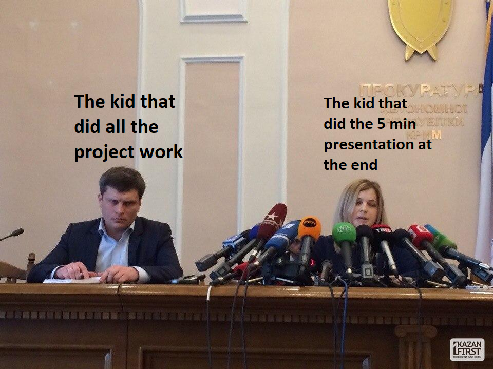 Поклонская с микрофонами и грустный мужик