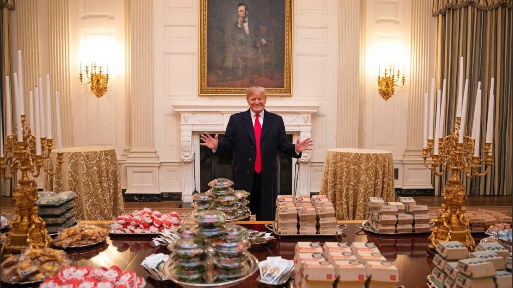 Trump with burgers meme template Trump with burgers meme template