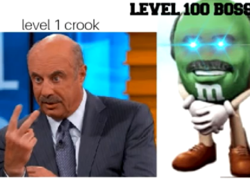 level 1 crook, level 35 boss