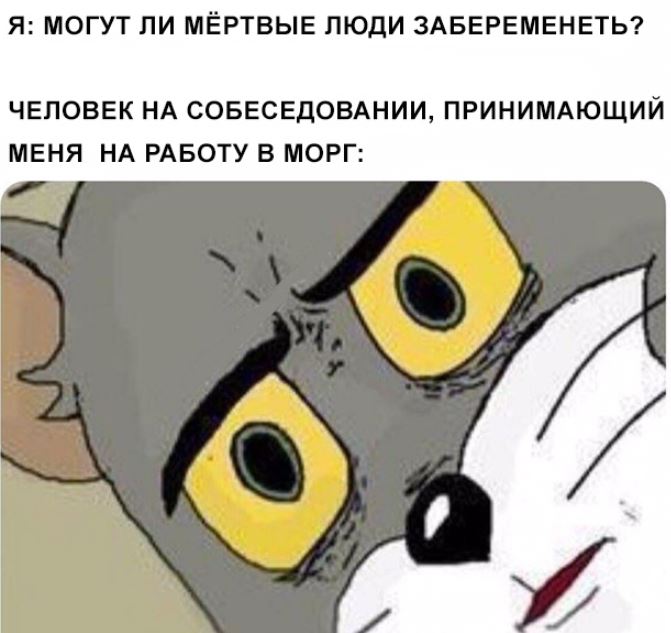 Мем с удивленным лицом кота Тома