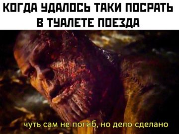 Чуть сам не погиб но дело сделано - мем с Таносом