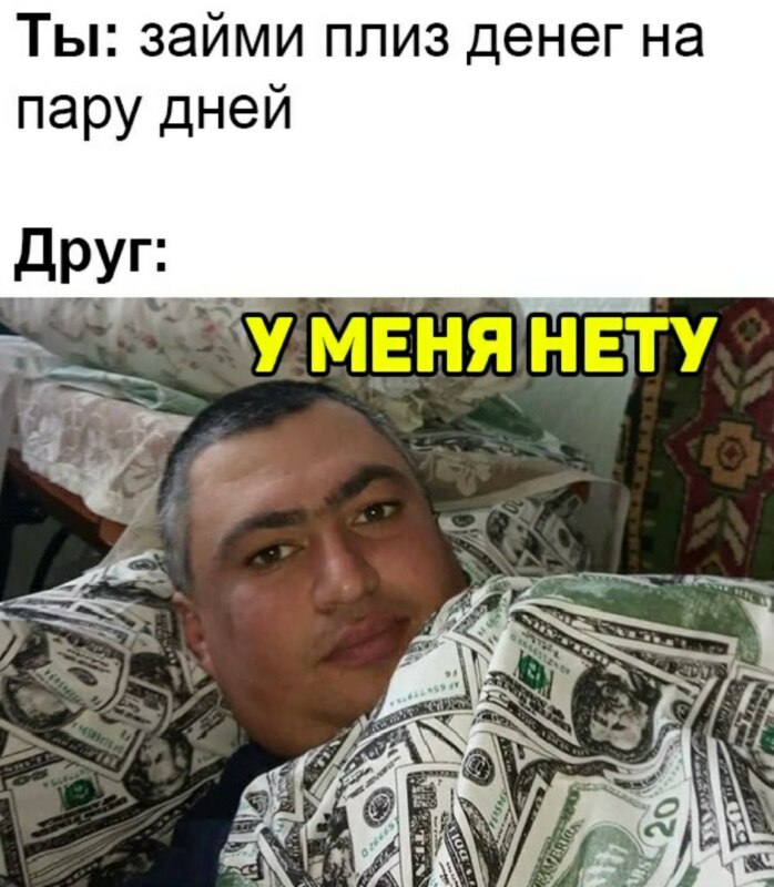 Мужик в одеяле из долларов