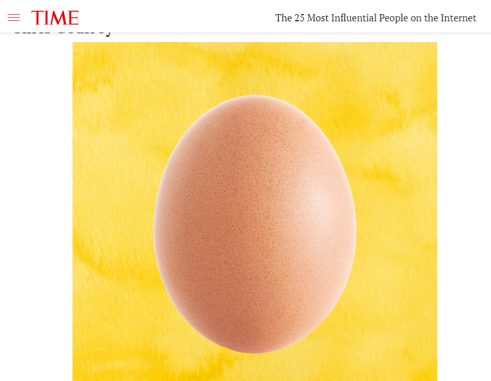 World Record Egg в списке самых влиятельных людей журнала Time World Record Egg в списке самых влиятельных людей журнала Time