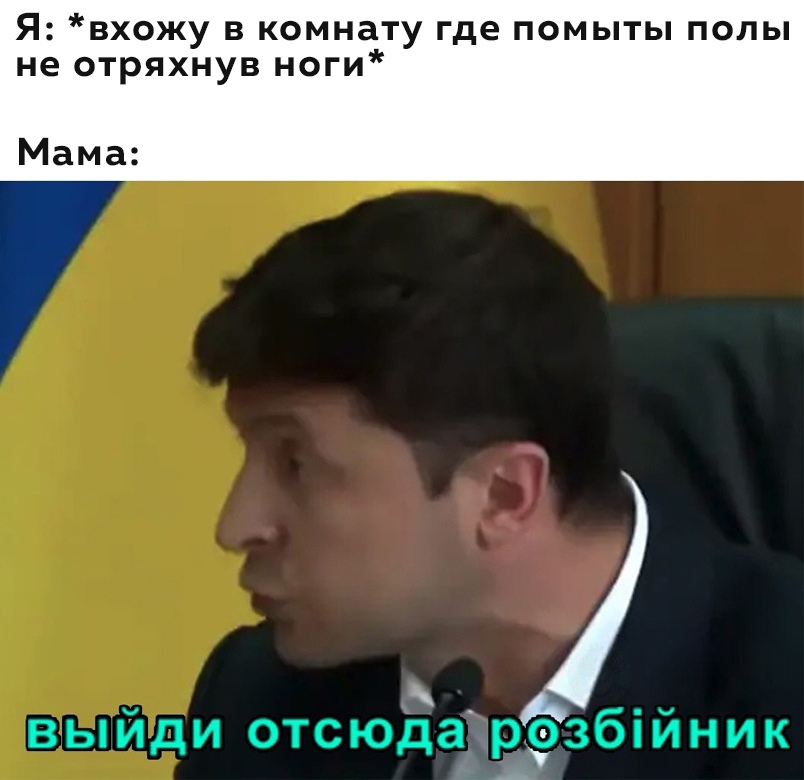 Выйди отсюда, розбiйник - мем с Зеленским