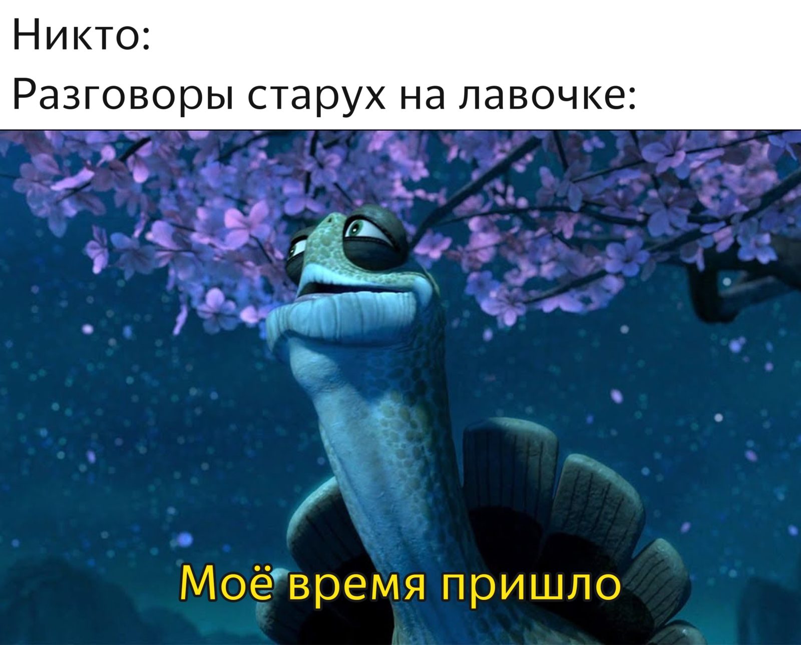 Мое время пришло - мем с черепахой из "Кунг-фу панды"