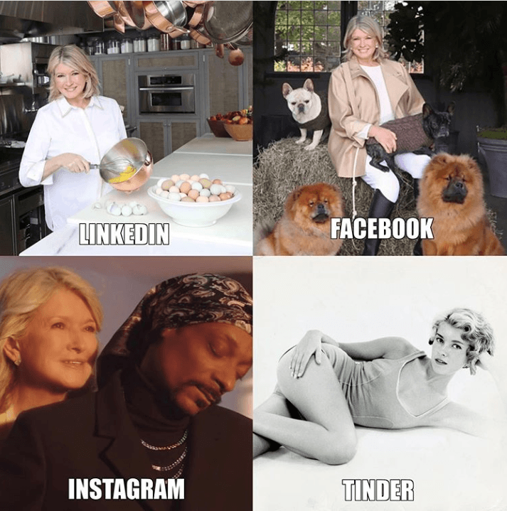 Linkedin Facebook Instagram Tinder Linkedin Facebook Instagram Tinder