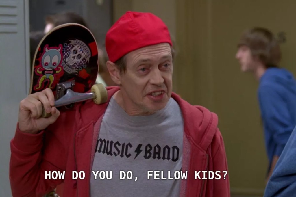 Стив Бушеми со скейтбордом (How Do You Do, Fellow Kids?) Стив Бушеми со скейтбордом (How Do You Do, Fellow Kids?)