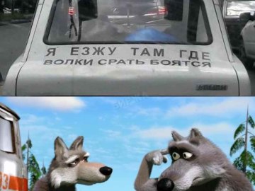 Волк с пальцем у виска