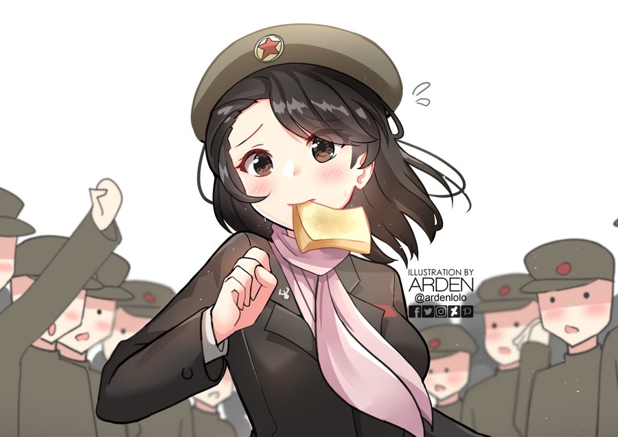 Ким Ё Чжон с хлебом во рту