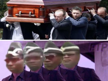 Негры несут гроб и танцуют