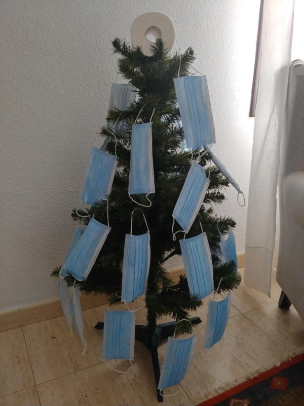 christmas tree with masks
