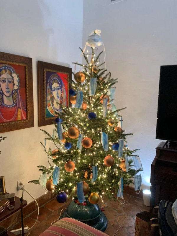 christmas tree with masks
