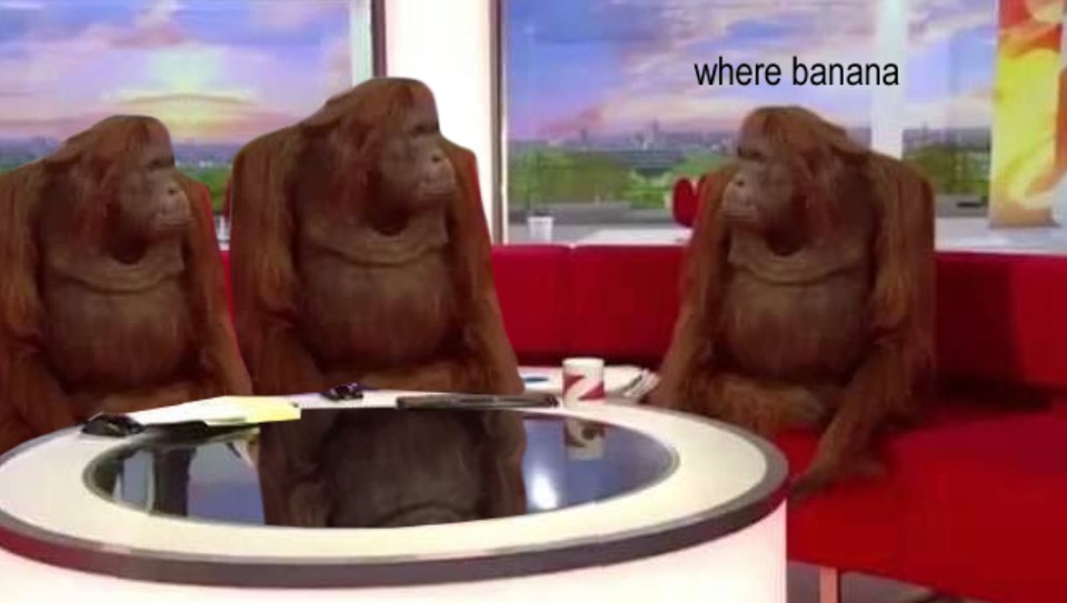 Обезьяны за столом (Where Banana) мем Обезьяны за столом (Where Banana) мем