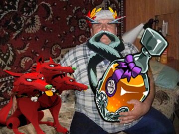 Мужик с батоном и собакой