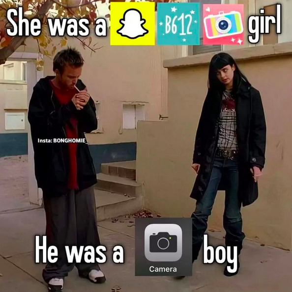 She was a girl, He was a boy мем