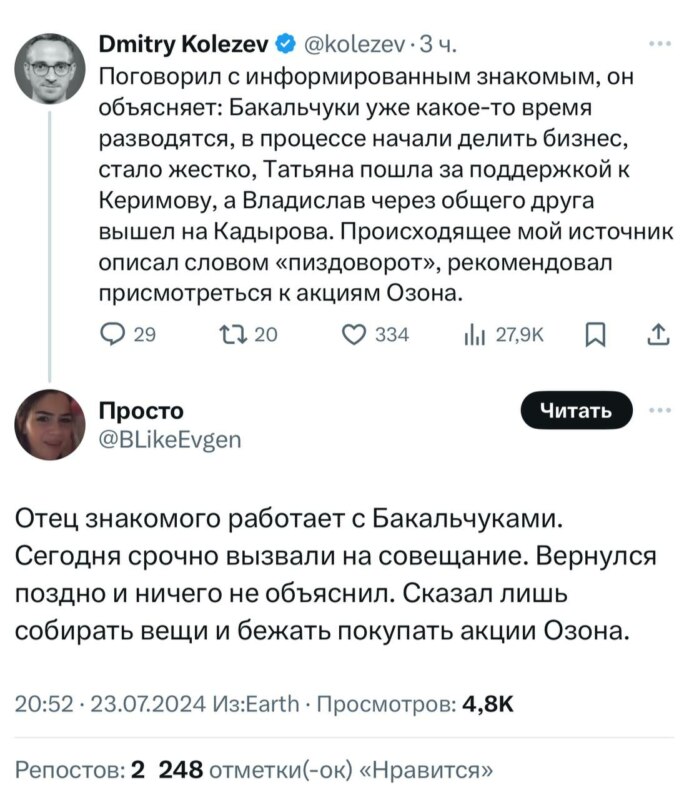 Бакальчук разводится и делит Wildberries Бакальчук разводится и делит Wildberries
